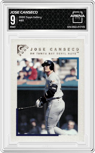 Jose Canseco from the 2000 Topps Gallery set graded by Arena Club and given an overall grade of 9.