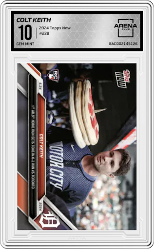 Colt Keith from the 2024 Topps Now set graded by Arena Club and given an overall grade of 10.