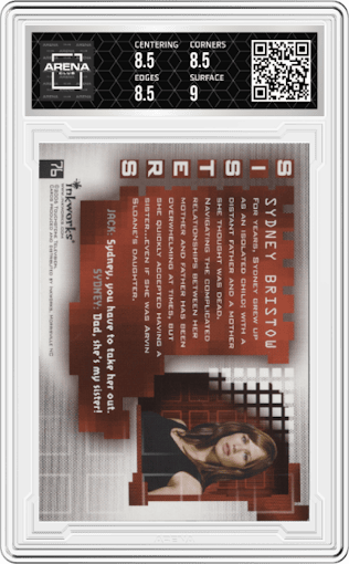 Sydney Bristow from the 2006 Inkworks Alias Season 4 set graded by Arena Club and given an overall grade of 8.5.