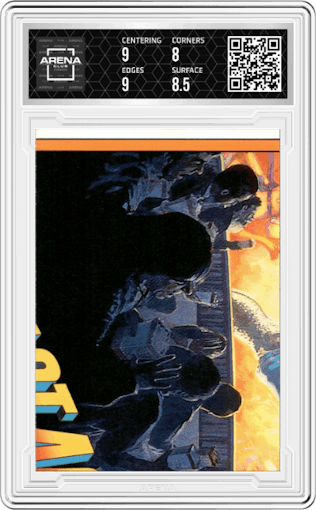 Puzzle Column 1, Row 4 from the 1993 Topps Last Action Hero set graded by Arena Club and given an overall grade of 8.5.