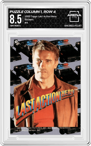 Puzzle Column 1, Row 4 from the 1993 Topps Last Action Hero set graded by Arena Club and given an overall grade of 8.5.