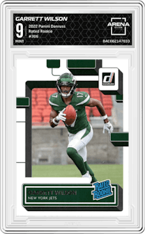 Garrett Wilson from the 2022 Panini Donruss set graded by Arena Club and given an overall grade of 9.