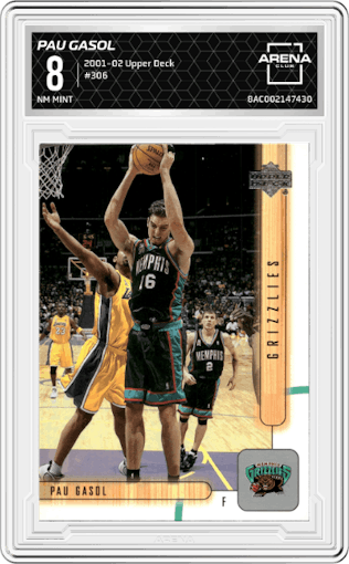 Pau Gasol from the 2001-02 Upper Deck set graded by Arena Club and given an overall grade of 8.