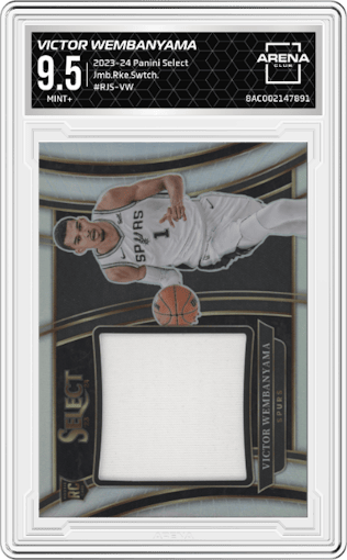 Victor Wembanyama from the 2023-24 Panini Select  set graded by Arena Club and given an overall grade of 9.5.