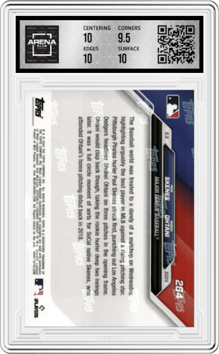 Paul Skenes/Shohei Ohtani  from the 2024 Topps Now set graded by Arena Club and given an overall grade of 10.