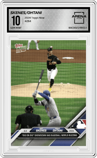 Paul Skenes/Shohei Ohtani  from the 2024 Topps Now set graded by Arena Club and given an overall grade of 10.