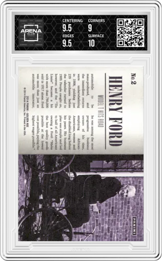 Henry Ford from the 2014 Panini Golden Age set graded by Arena Club and given an overall grade of 9.5.