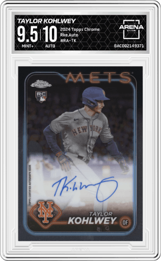 Taylor Kohlwey from the 2024 Topps Chrome set graded by Arena Club and given an overall grade of 9.5.
