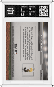 Paul Skenes from the 2024 Bowman set graded by Arena Club and given an overall grade of 9.
