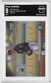 Paul Skenes from the 2024 Bowman set graded by Arena Club and given an overall grade of 9.