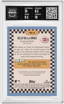 Elly De La Cruz from the 2024 Topps Big League set graded by Arena Club and given an overall grade of 9.