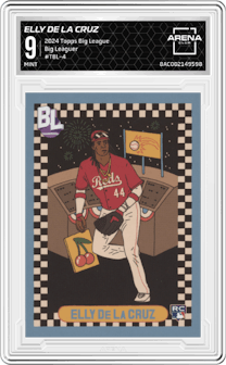 Elly De La Cruz from the 2024 Topps Big League set graded by Arena Club and given an overall grade of 9.