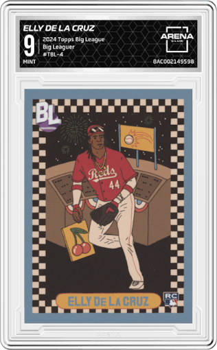 Elly De La Cruz from the 2024 Topps Big League set graded by Arena Club and given an overall grade of 9.