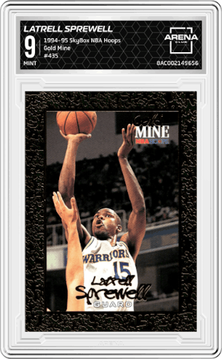 Latrell Sprewell from the 1994-95 SkyBox NBA Hoops set graded by Arena Club and given an overall grade of 9.