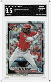 Elly De La Cruz from the 2024 Bowman Mega Box set graded by Arena Club and given an overall grade of 9.5.