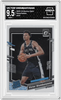 Victor Wembanyama from the 2023-24 Donruss Optic set graded by Arena Club and given an overall grade of 9.5.