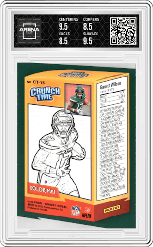 Garrett Wilson from the 2022 Panini Donruss set graded by Arena Club and given an overall grade of 9.