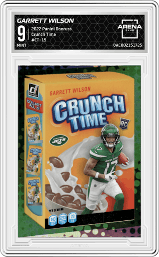 Garrett Wilson from the 2022 Panini Donruss set graded by Arena Club and given an overall grade of 9.