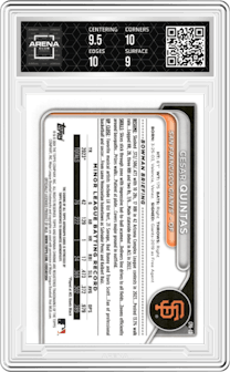 Cesar Quintas from the 2024 Bowman set graded by Arena Club and given an overall grade of 9.5.