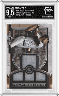 Willie McCovey from the 2021 Topps Museum Collection set graded by Arena Club and given an overall grade of 9.5.