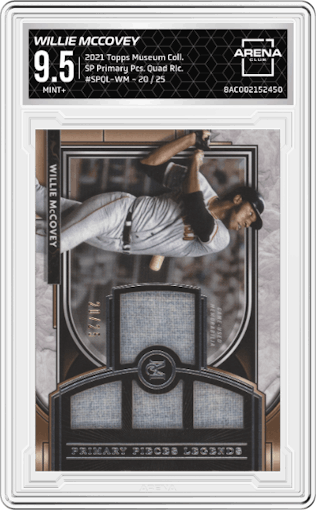 Willie McCovey from the 2021 Topps Museum Collection set graded by Arena Club and given an overall grade of 9.5.