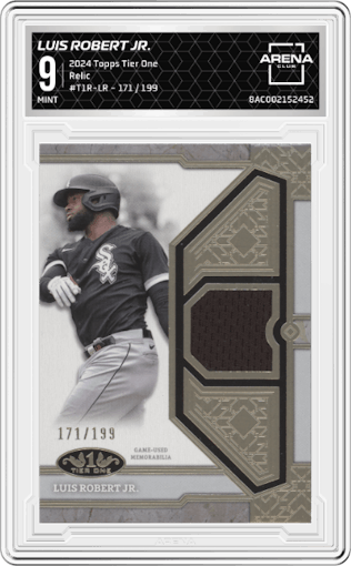 Luis Robert Jr. from the 2024 Topps Tier One  set graded by Arena Club and given an overall grade of 9.