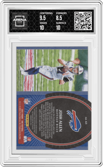Josh Allen from the 2021 Panini One set featuring a Red parallel graded by Arena Club and given an overall grade of 9.