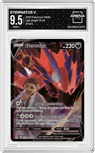 Eternatus V from the 2022 Pokemon SWSH set graded by Arena Club and given an overall grade of 9.5.
