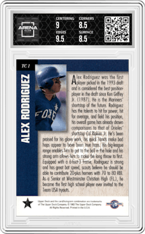 Alex Rodriguez from the 1994 Upper Deck Minor League set graded by Arena Club and given an overall grade of 9.