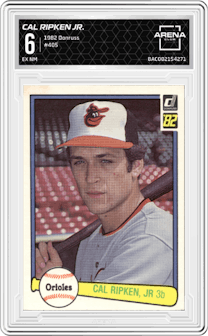 Cal Ripken Jr. from the 1982 Donruss set graded by Arena Club and given an overall grade of 6.