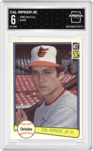 Cal Ripken Jr. from the 1982 Donruss set graded by Arena Club and given an overall grade of 6.