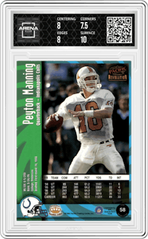 Peyton Manning from the 1998 Pacific Revolution set graded by Arena Club and given an overall grade of 8.