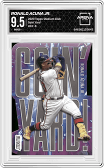 Ronald Acuna Jr. from the 2023 Topps Stadium Club set graded by Arena Club and given an overall grade of 9.5.