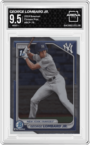 George Lombard Jr. from the 2024 Bowman set graded by Arena Club and given an overall grade of 9.5.