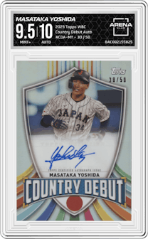 Masataka Yoshida from the 2023 Topps World Baseball Classic set graded by Arena Club and given an overall grade of 9.5.