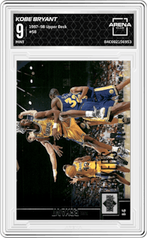 Kobe Bryant from the 1997-98 Upper Deck set graded by Arena Club and given an overall grade of 9.