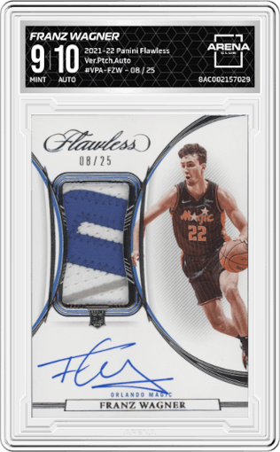 Franz Wagner from the 2021-22 Panini Flawless set graded by Arena Club and given an overall grade of 9.