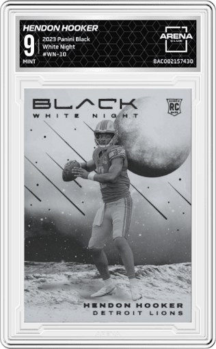 Hendon Hooker from the 2023 Panini Black set graded by Arena Club and given an overall grade of 9.