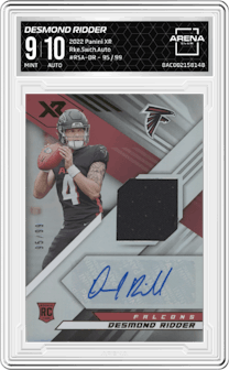 Desmond Ridder from the 2022 Panini XR set graded by Arena Club and given an overall grade of 9.