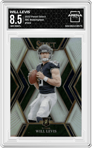 Will Levis from the 2022 Panini Select set graded by Arena Club and given an overall grade of 8.5.