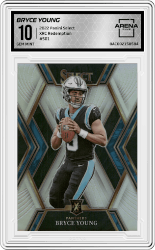 Bryce Young from the 2022 Panini Select set graded by Arena Club and given an overall grade of 10.