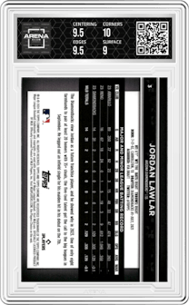Jordan Lawlar from the  2024 Topps Chrome Black set graded by Arena Club and given an overall grade of 9.5.