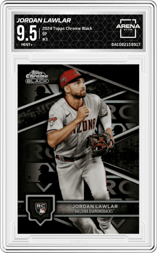 Jordan Lawlar from the  2024 Topps Chrome Black set graded by Arena Club and given an overall grade of 9.5.