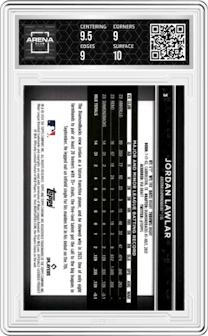 Jordan Lawlar from the  2024 Topps Chrome Black set graded by Arena Club and given an overall grade of 9.5.