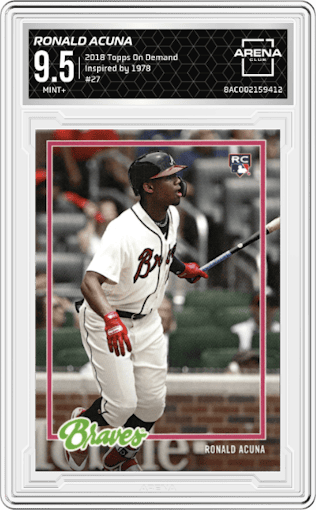 Ronald Acuna from the 2018 Topps On Demand set graded by Arena Club and given an overall grade of 9.5.