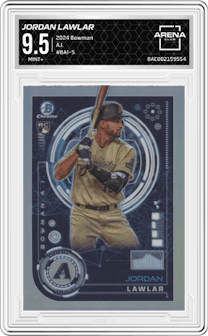 Jordan Lawlar from the 2024 Bowman set graded by Arena Club and given an overall grade of 9.5.