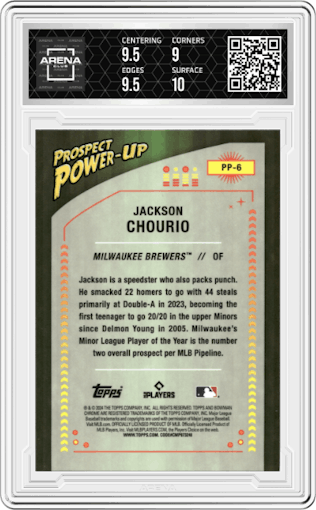 Jackson Chourio from the 2024 Bowman set graded by Arena Club and given an overall grade of 9.5.