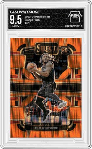 Cam Whitmore from the 2023-24 Panini Select  set featuring a Orange Flash parallel graded by Arena Club and given an overall grade of 9.5.