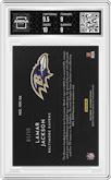 Lamar Jackson from the 2022 Panini Illusions set featuring a  Gold  parallel graded by Arena Club and given an overall grade of 9.5.