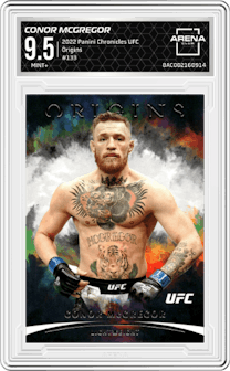 Conor McGregor from the 2022 Panini Chronicles UFC set graded by Arena Club and given an overall grade of 9.5.